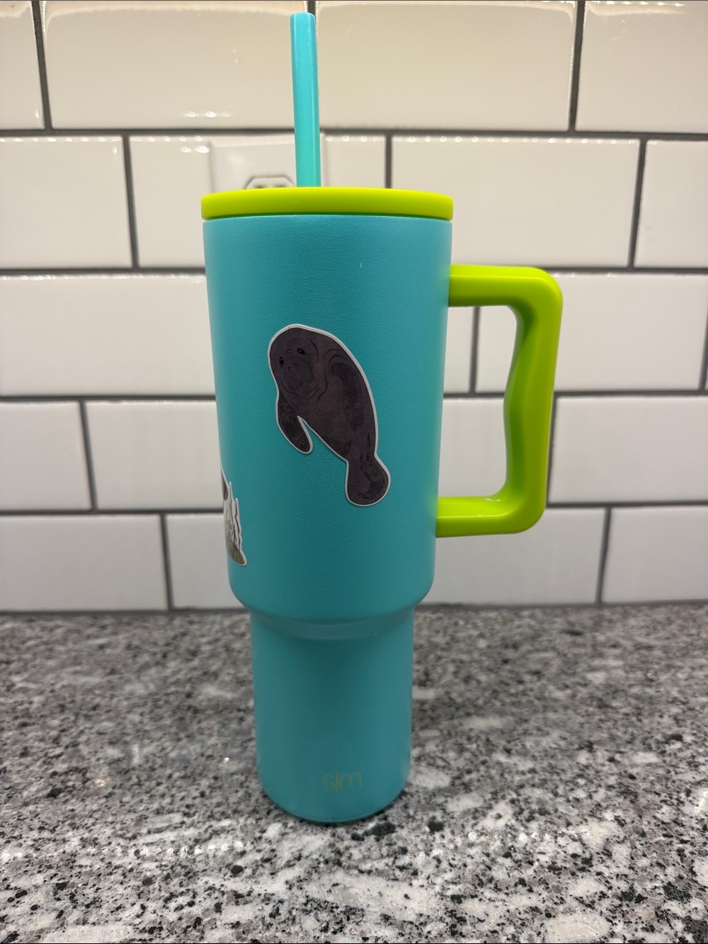 Simple Modern 40oz Teal Travel Tumbler with Lime Green Handle & Lid